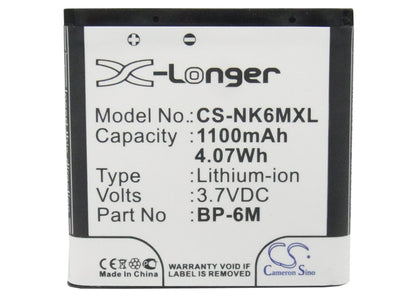 Replacement Battery for Nokia  3250 – Mobile, SmartPhone – 1100mAh / 4.07Wh / 3.7V