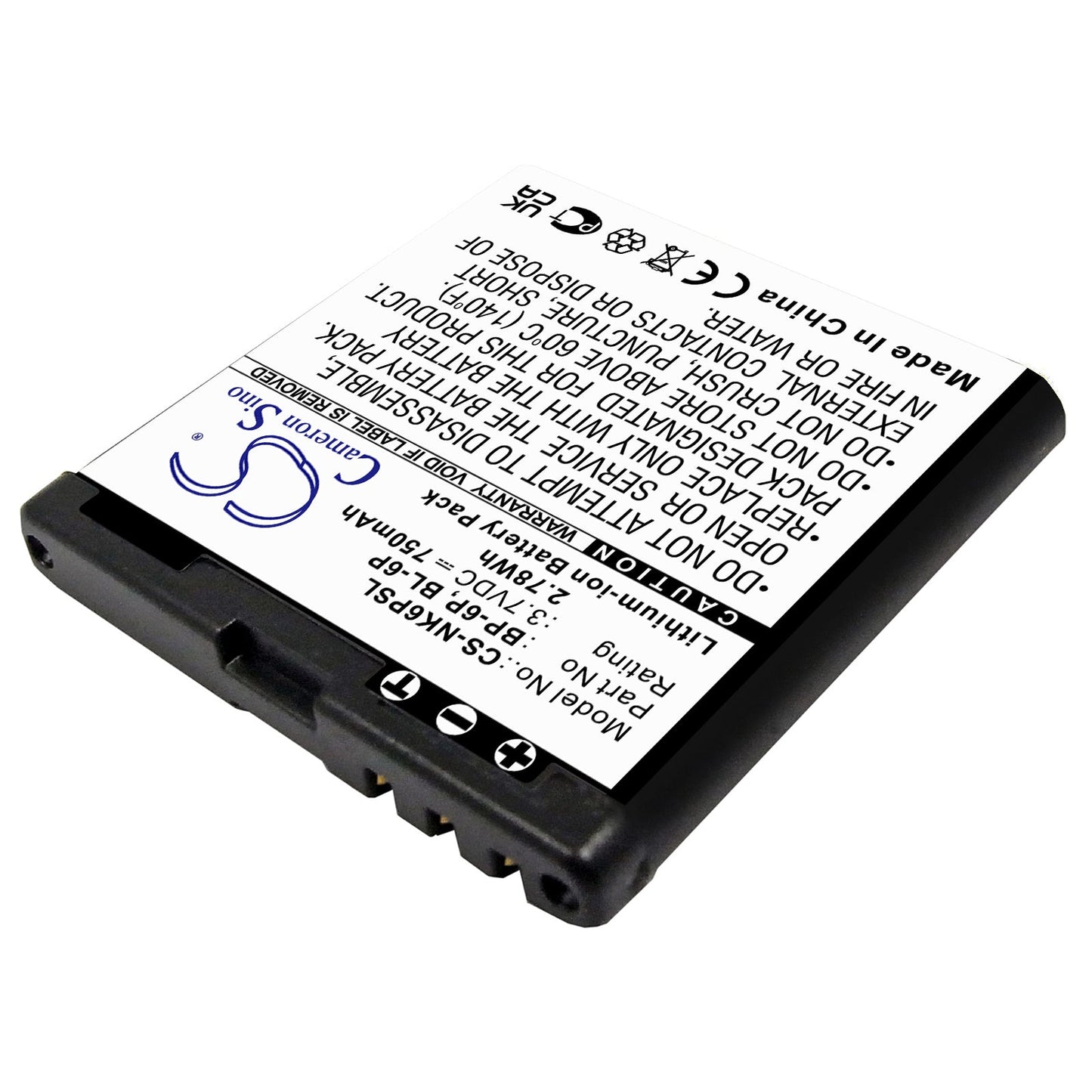 Replacement Battery for Seecode  S40 – Mobile, SmartPhone – 750mAh / 2.78Wh / 3.7V