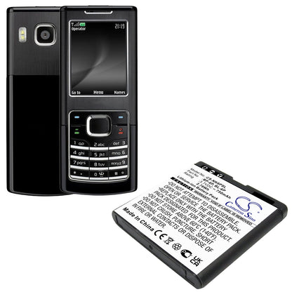 Replacement Battery for Nokia  6500 – Mobile, SmartPhone – 750mAh / 2.78Wh / 3.7V
