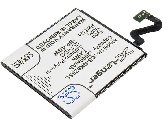 Replacement Battery for Nokia  Lumia 920 – Mobile, SmartPhone – 2000mAh / 7.40Wh / 3.7V