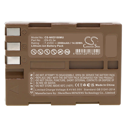 Replacement Battery for NIKON  D100 – Camera – 2000mAh / 14.80Wh / 7.4V