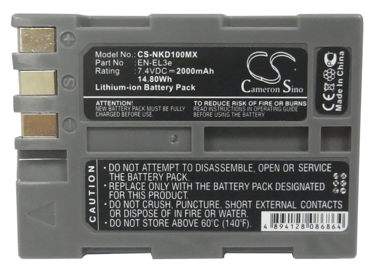 Replacement Battery for NiKon D100 SLR – Camera – 2000mAh / 7.4V