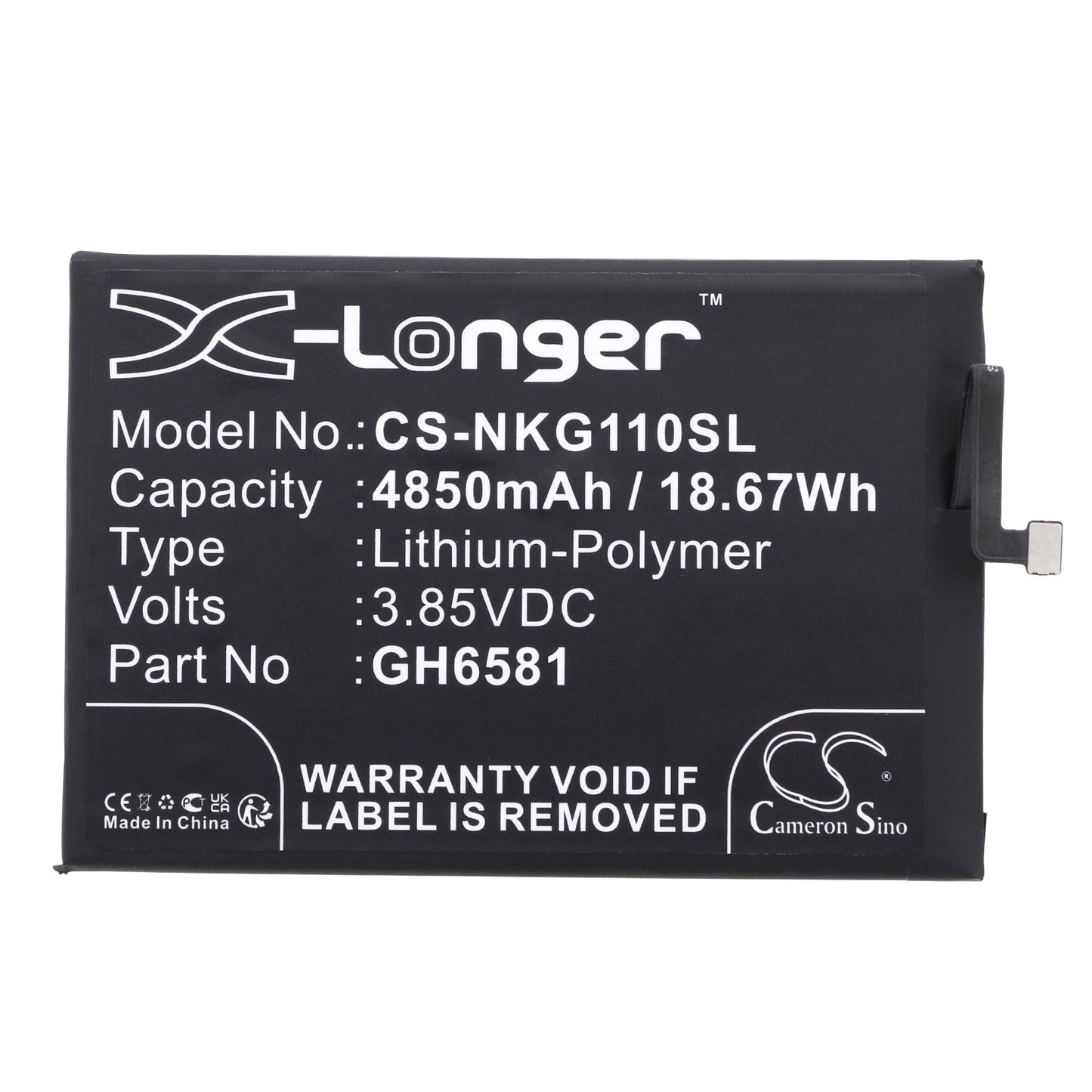Replacement Battery for Nokia  G11 Plus – Mobile, SmartPhone – 4850mAh / 18.67Wh / 3.85V
