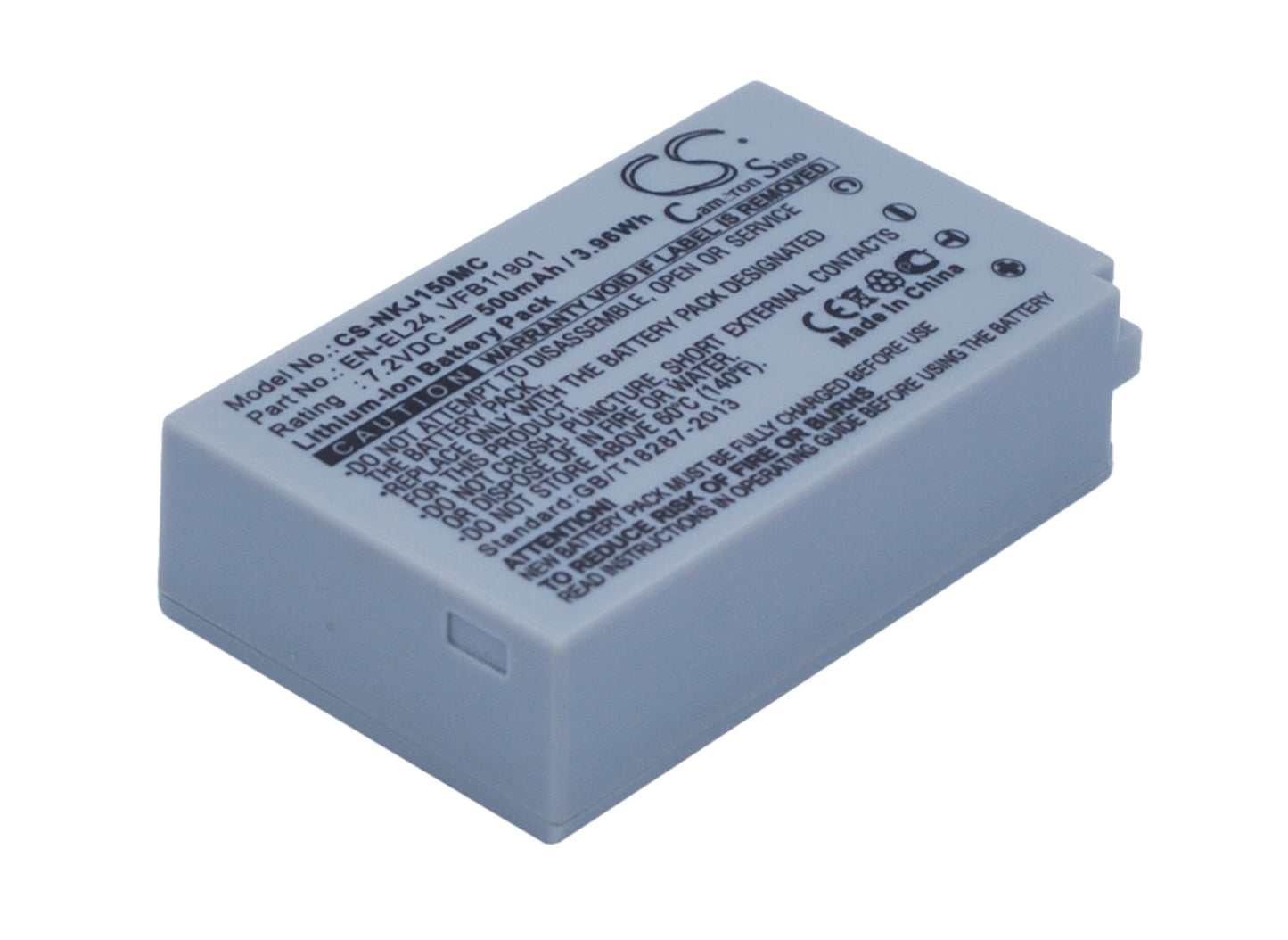 Replacement Battery for Nikon  1 J5 – Camera – 500mAh / 3.96Wh / 7.2V