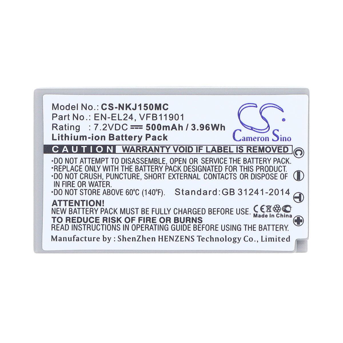 Replacement Battery for NiKon 1 J5 – Camera – 500mAh / 7.2V