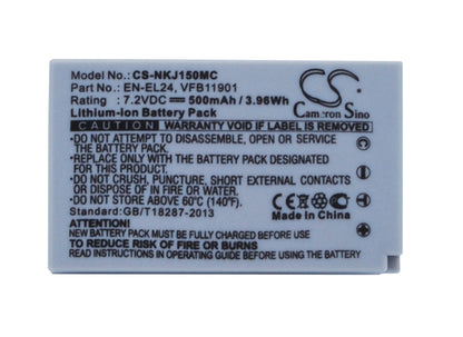 Replacement Battery for Nikon  1 J5 – Camera – 500mAh / 3.96Wh / 7.2V