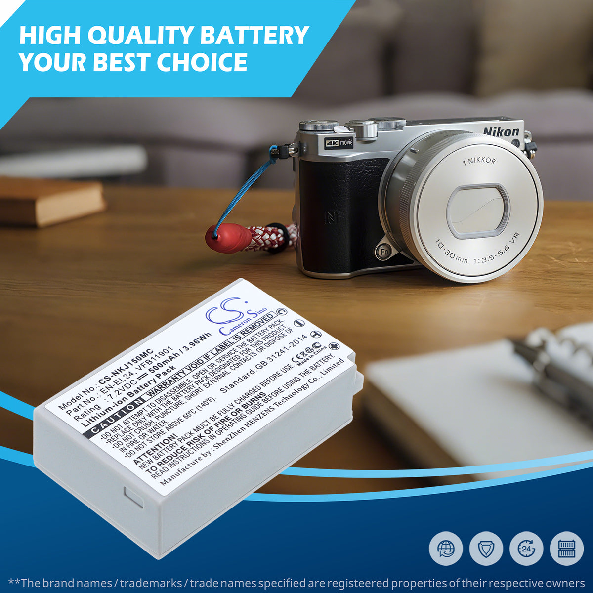 Replacement Battery for NiKon 1 J5 – Camera – 500mAh / 7.2V