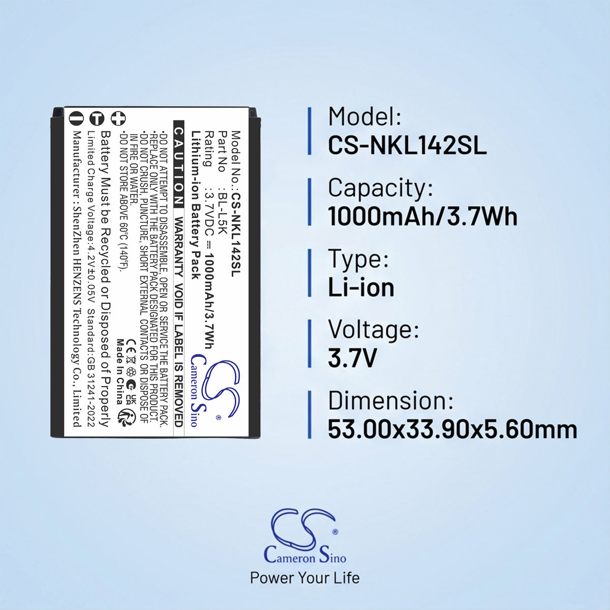 Replacement Battery for Nokia 105+ 2022 – Mobile, SmartPhone – 1000mAh / 3.7V