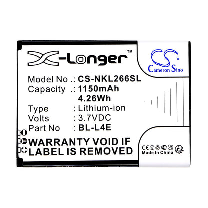 Replacement Battery for Nokia  2660 Flip 4G – Mobile, SmartPhone – 1150mAh / 4.26Wh / 3.7V
