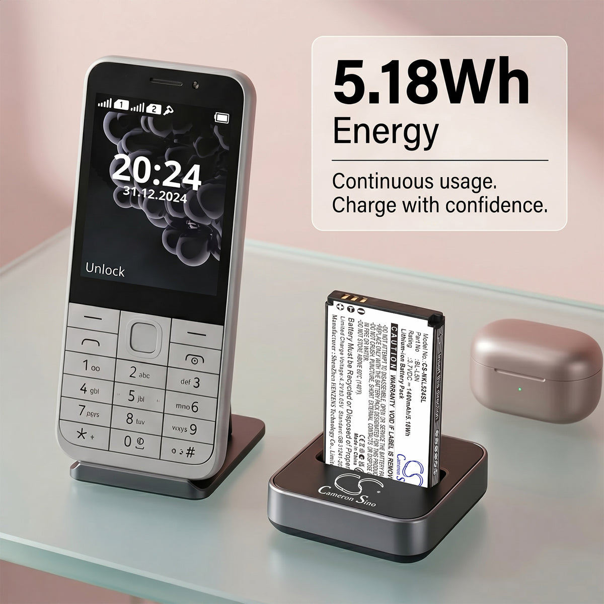 Replacement Battery for Nokia 230 2024 – Mobile, SmartPhone – 1400mAh / 3.7V