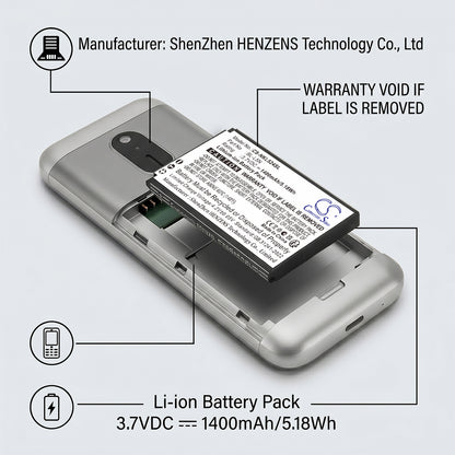 Replacement Battery for Nokia 230 2024 – Mobile, SmartPhone – 1400mAh / 3.7V