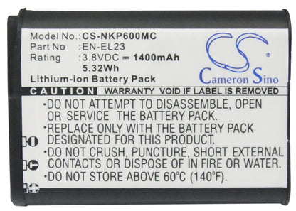 Replacement Battery for Nikon  Coolpix P600 – Camera – 1400mAh / 5.32Wh / 3.8V