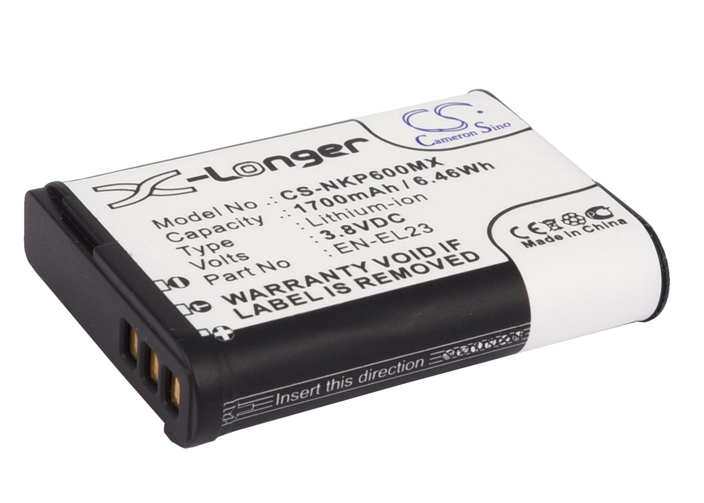 Replacement Battery for Nikon  Coolpix P600 – Camera – 1700mAh / 6.46Wh / 3.8V