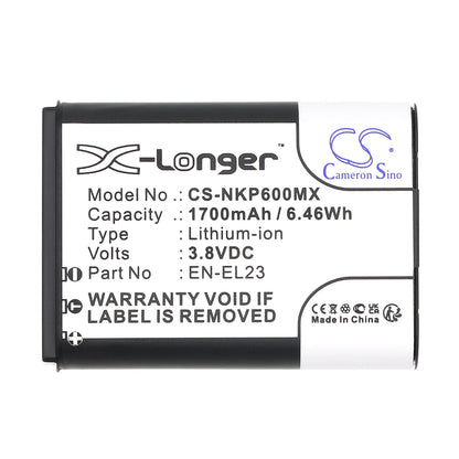 Replacement Battery for NiKon Coolpix P600 – Camera – 1700mAh / 3.8V