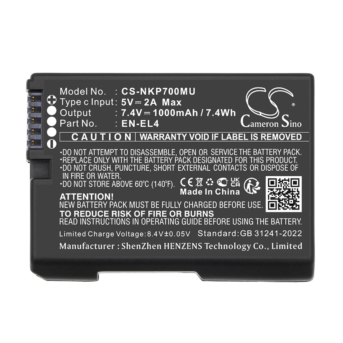 Replacement Battery for NiKon Coolpix P7000 – Camera – 1000mAh / 7.4V