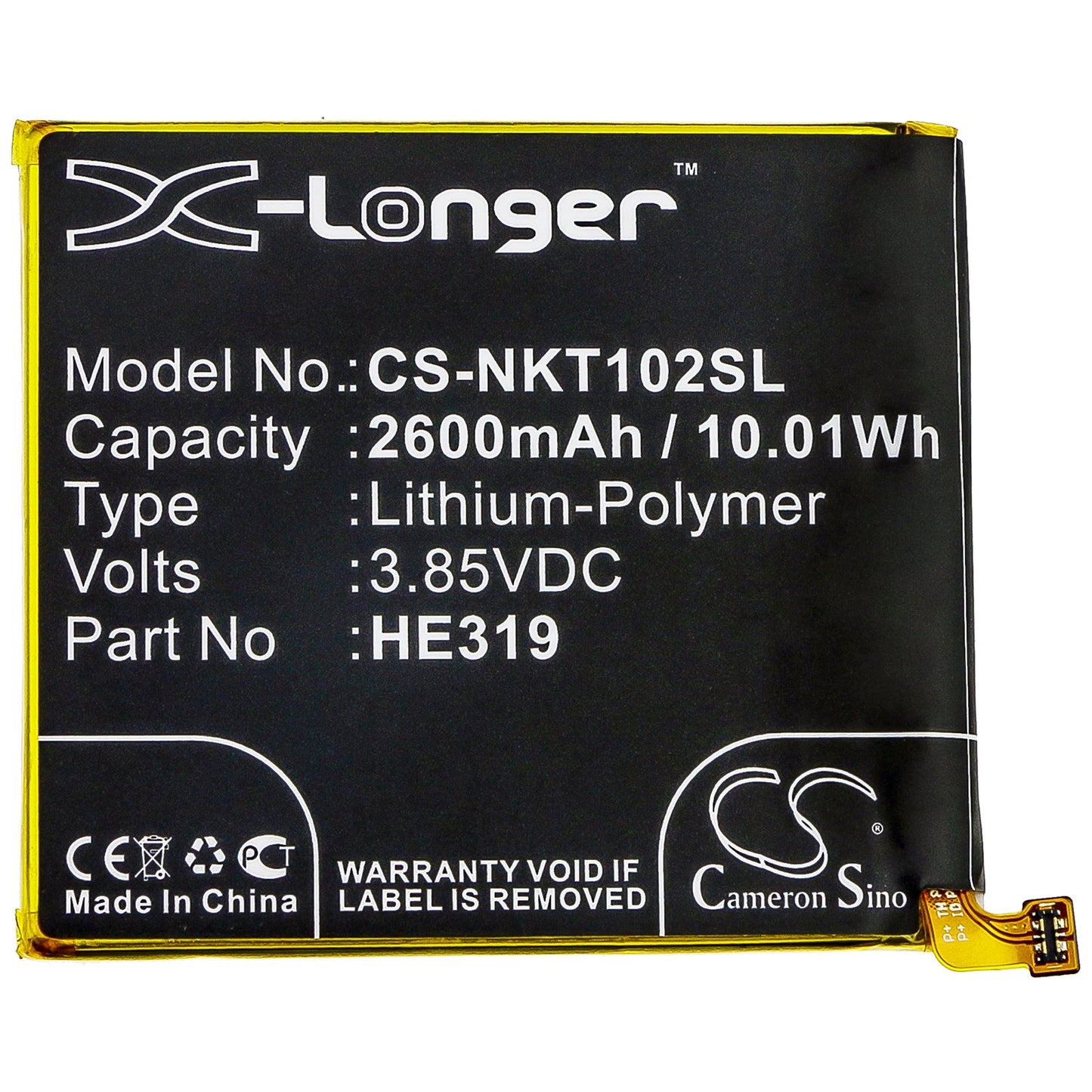 Replacement Battery for Nokia  Nokia 3 – Mobile, SmartPhone – 2600mAh / 10.01Wh / 3.85V