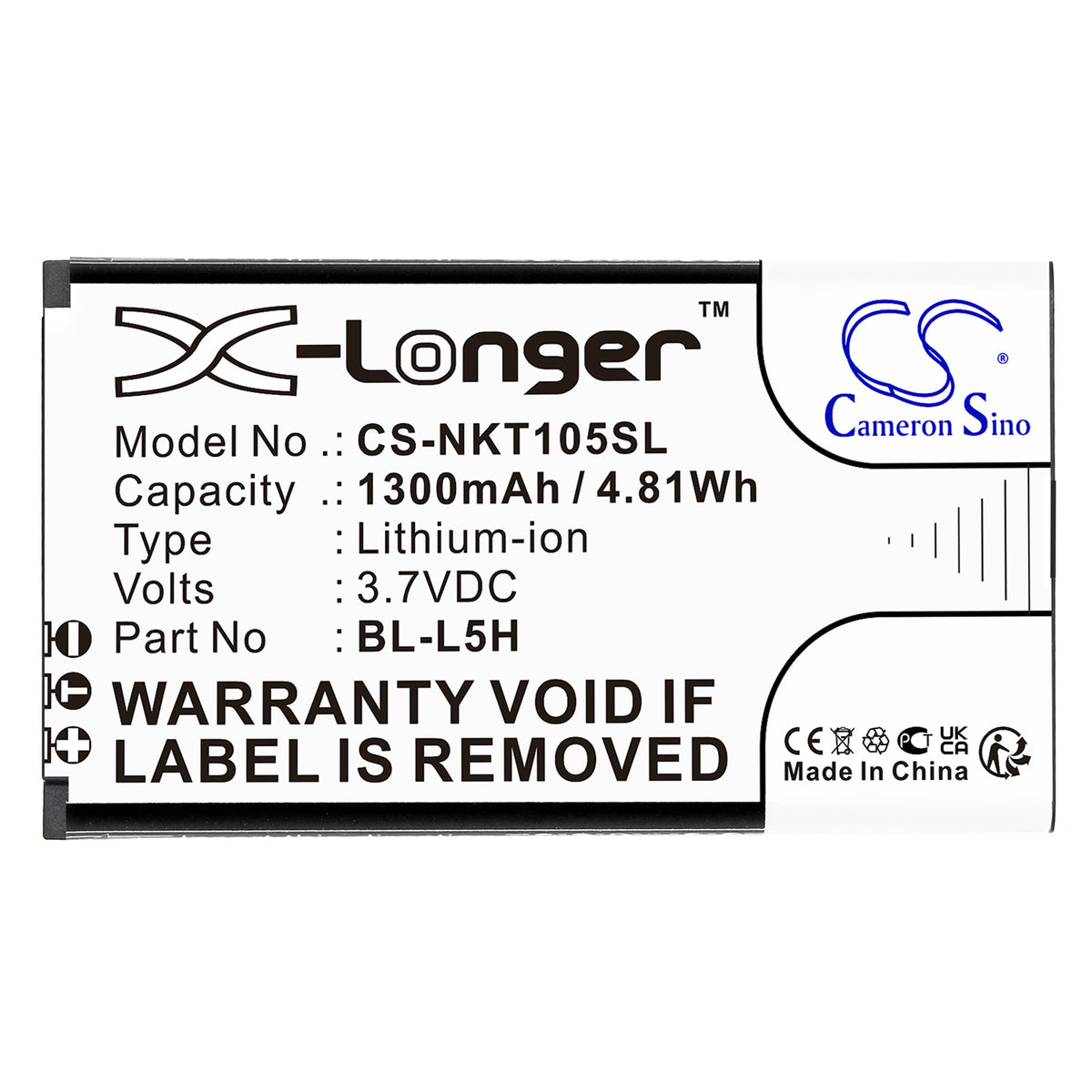 Replacement Battery for Nokia 105 2023 – Mobile, SmartPhone – 1300mAh / 3.7V