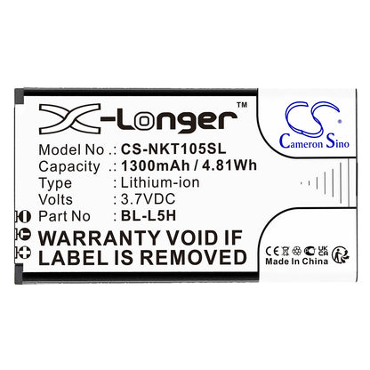 Replacement Battery for Nokia  105 2023 – Mobile, SmartPhone – 1300mAh / 4.81Wh / 3.7V
