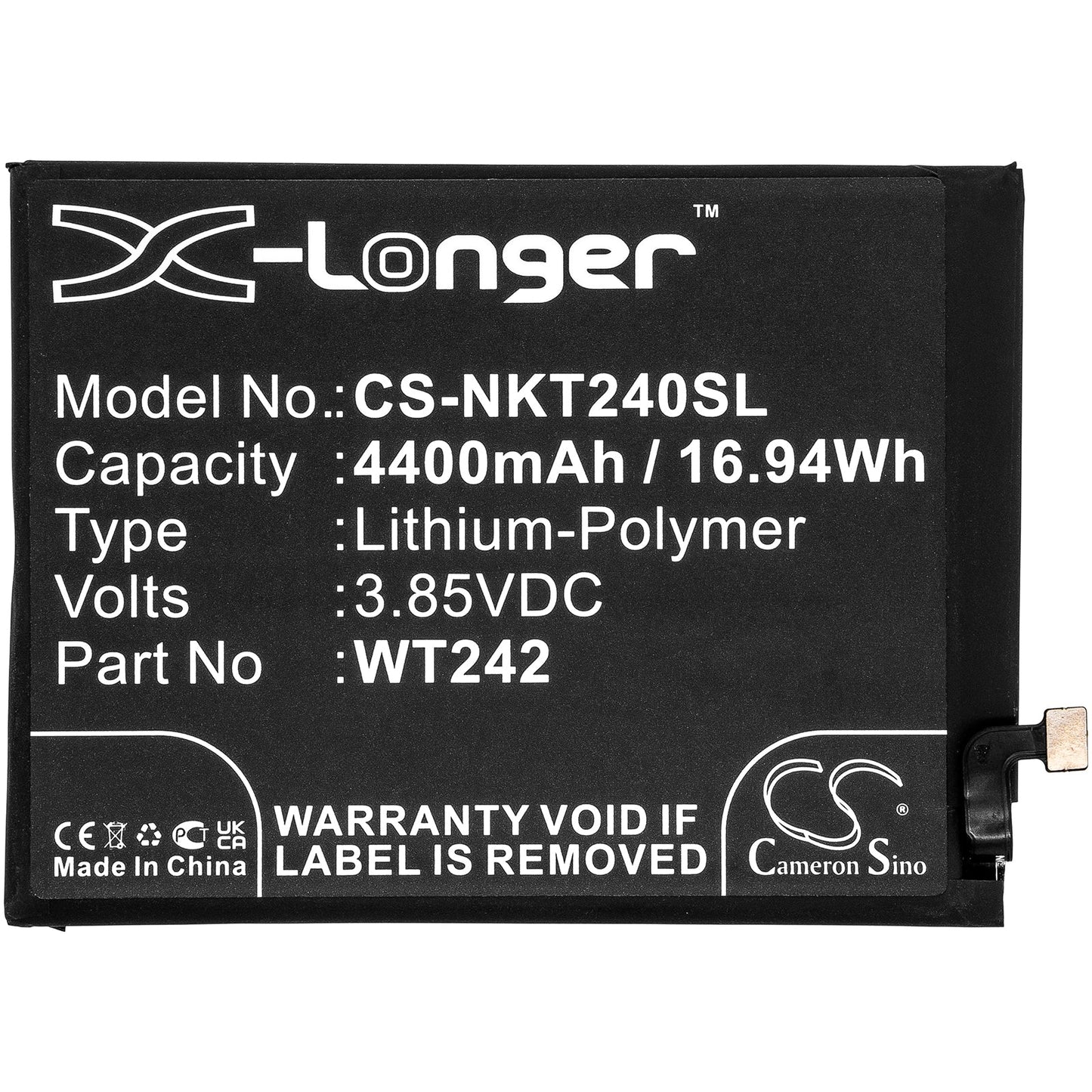 Replacement Battery for Nokia  Nokia 2.4 – Mobile, SmartPhone – 4400mAh / 16.94Wh / 3.85V