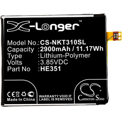 Replacement Battery for Nokia  3.1 – Mobile, SmartPhone – 2900mAh / 11.17Wh / 3.85V