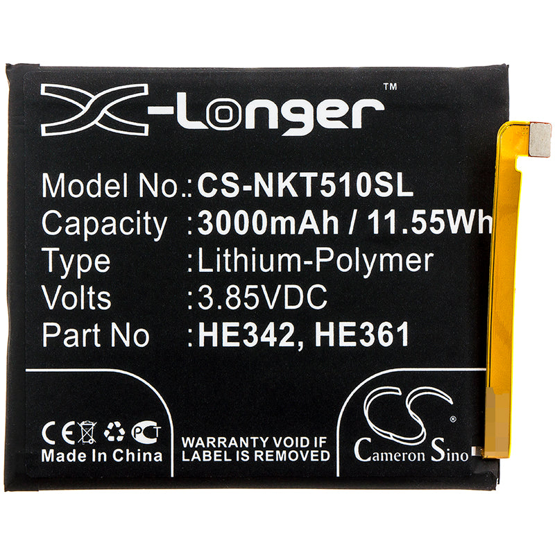 Replacement Battery for Nokia  5.1 Plus – Mobile, SmartPhone – 3000mAh / 11.55Wh / 3.85V