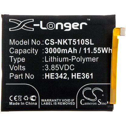 Replacement Battery for Nokia  5.1 Plus – Mobile, SmartPhone – 3000mAh / 11.55Wh / 3.85V
