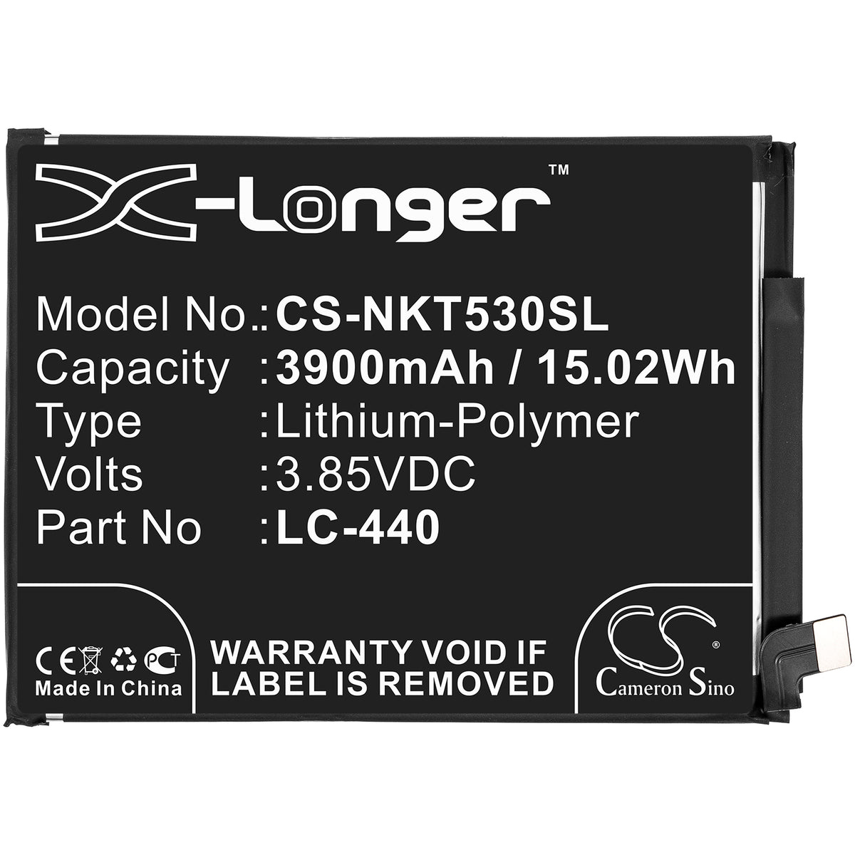 Replacement Battery for Nokia 5.3 – Mobile, SmartPhone – 3900mAh / 3.85V