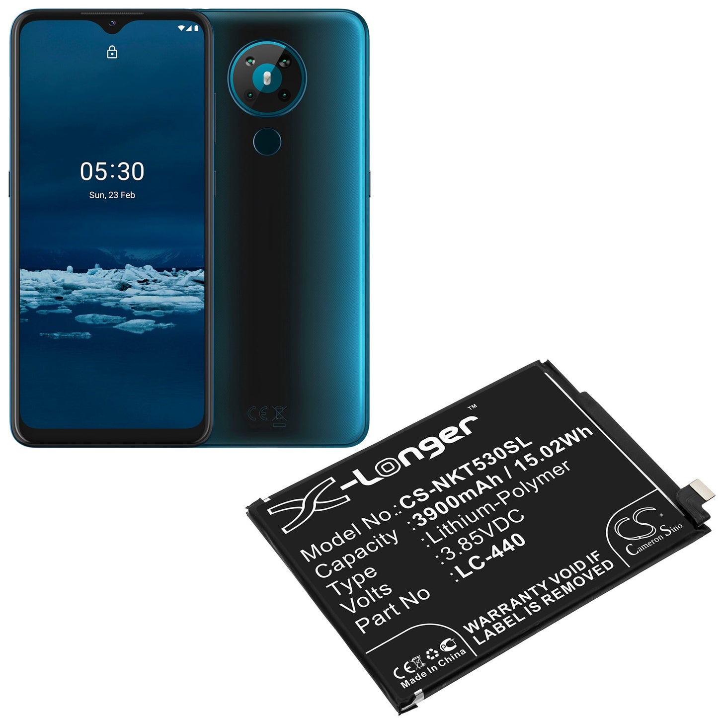 Replacement Battery for Nokia  Nokia 5.3 – Mobile, SmartPhone – 3900mAh / 15.02Wh / 3.85V