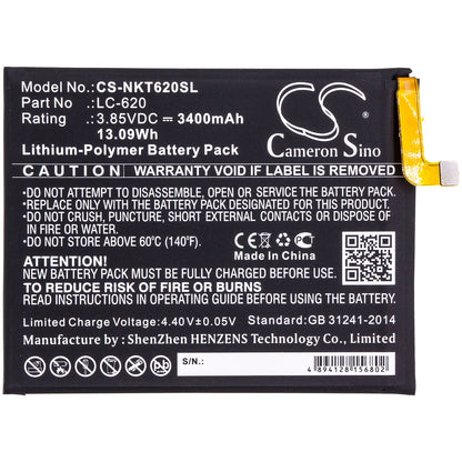 Replacement Battery for Nokia  6.2 – Mobile, SmartPhone – 3400mAh / 13.09Wh / 3.85V