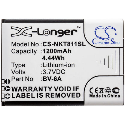 Replacement Battery for Nokia  2720 – Mobile, SmartPhone – 1200mAh / 4.44Wh / 3.7V