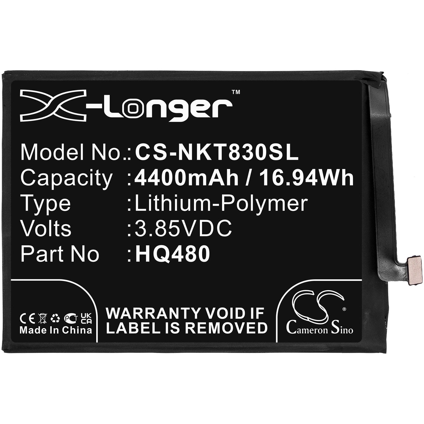 Replacement Battery for Nokia  8 V 5G – Mobile, SmartPhone – 4400mAh / 16.94Wh / 3.85V