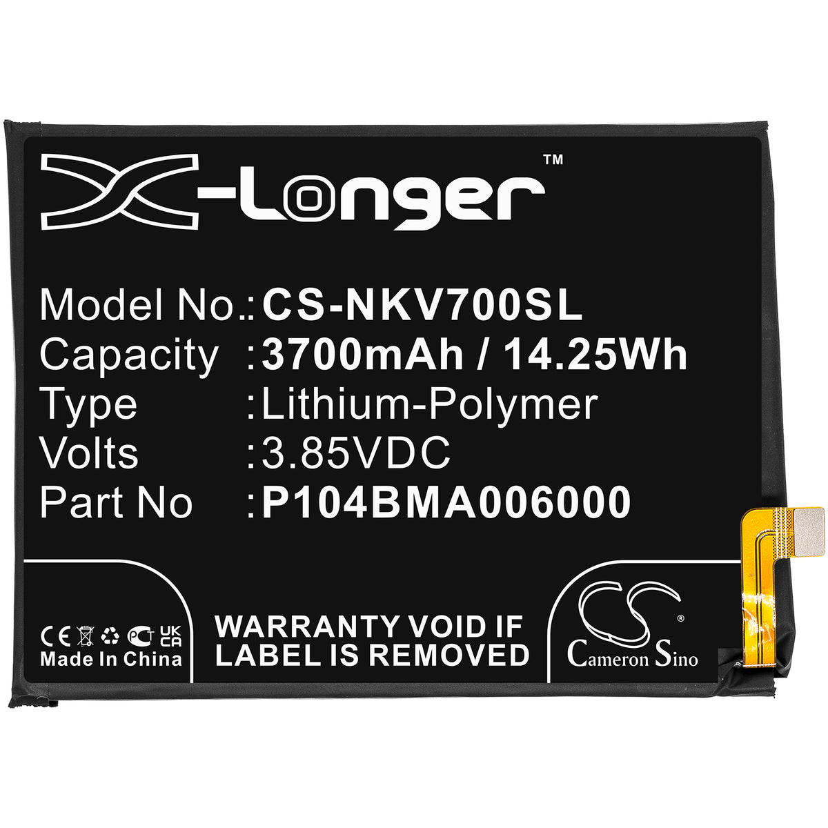 Replacement Battery for Nokia TA-1322 – Mobile, SmartPhone – 3700mAh / 3.85V