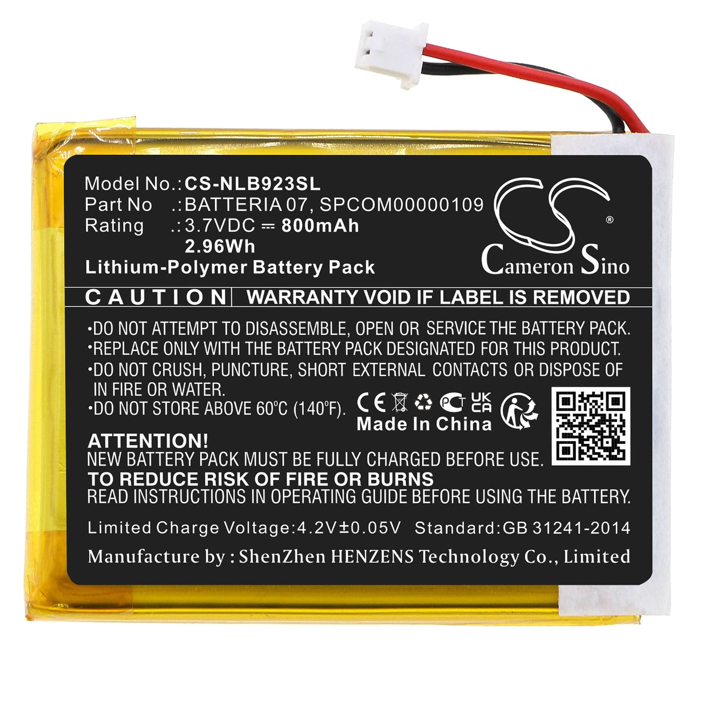 Replacement Battery for Nolan  N-COM B902 L (2023) – Wireless Headset – 800mAh / 2.96Wh / 3.7V