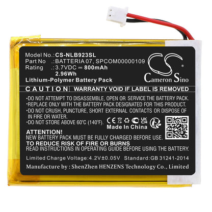 Replacement Battery for Nolan  N-COM B902 L (2023) – Wireless Headset – 800mAh / 2.96Wh / 3.7V