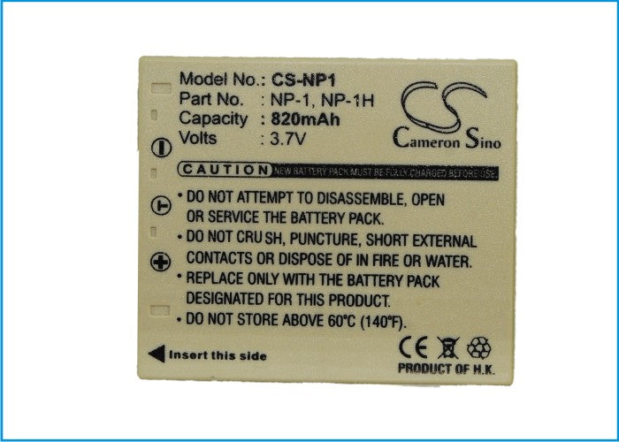 Replacement Battery for MINOLTA  Dimage X1 – Camera – 820mAh / 3.03Wh / 3.7V