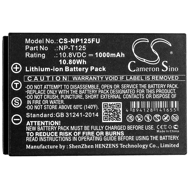 Replacement Battery for Fujifilm  GFX 50S – Camera – 1000mAh / 10.80Wh / 10.8V