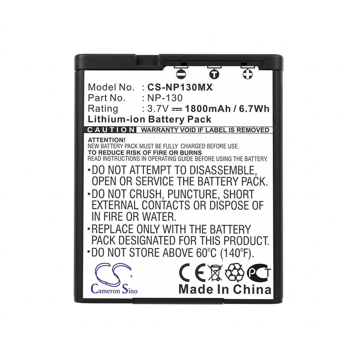 Replacement Battery for Casio Exilim EX-H30 – Camera – 1800mAh / 3.7V