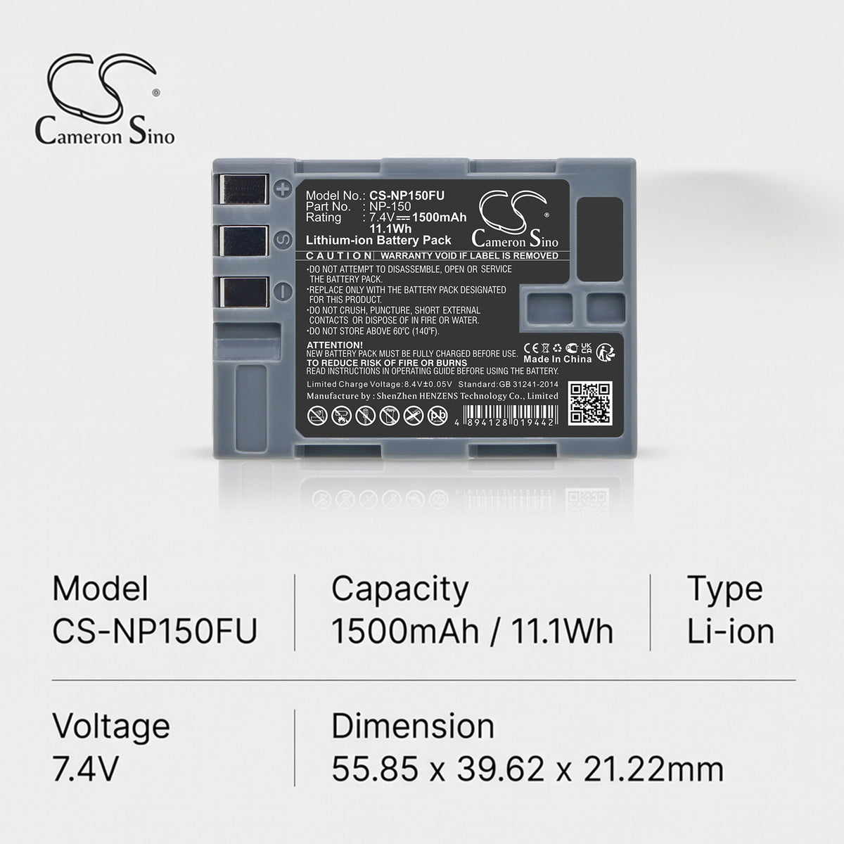 Replacement Battery for Fujifilm BC-150 – Camera – 1500mAh / 7.4V