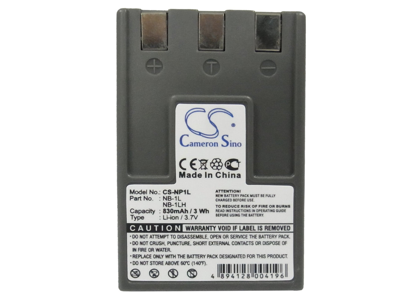 Replacement Battery for Canon  Digital IXUS 200a – Camera – 830mAh / 3.07Wh / 3.7V