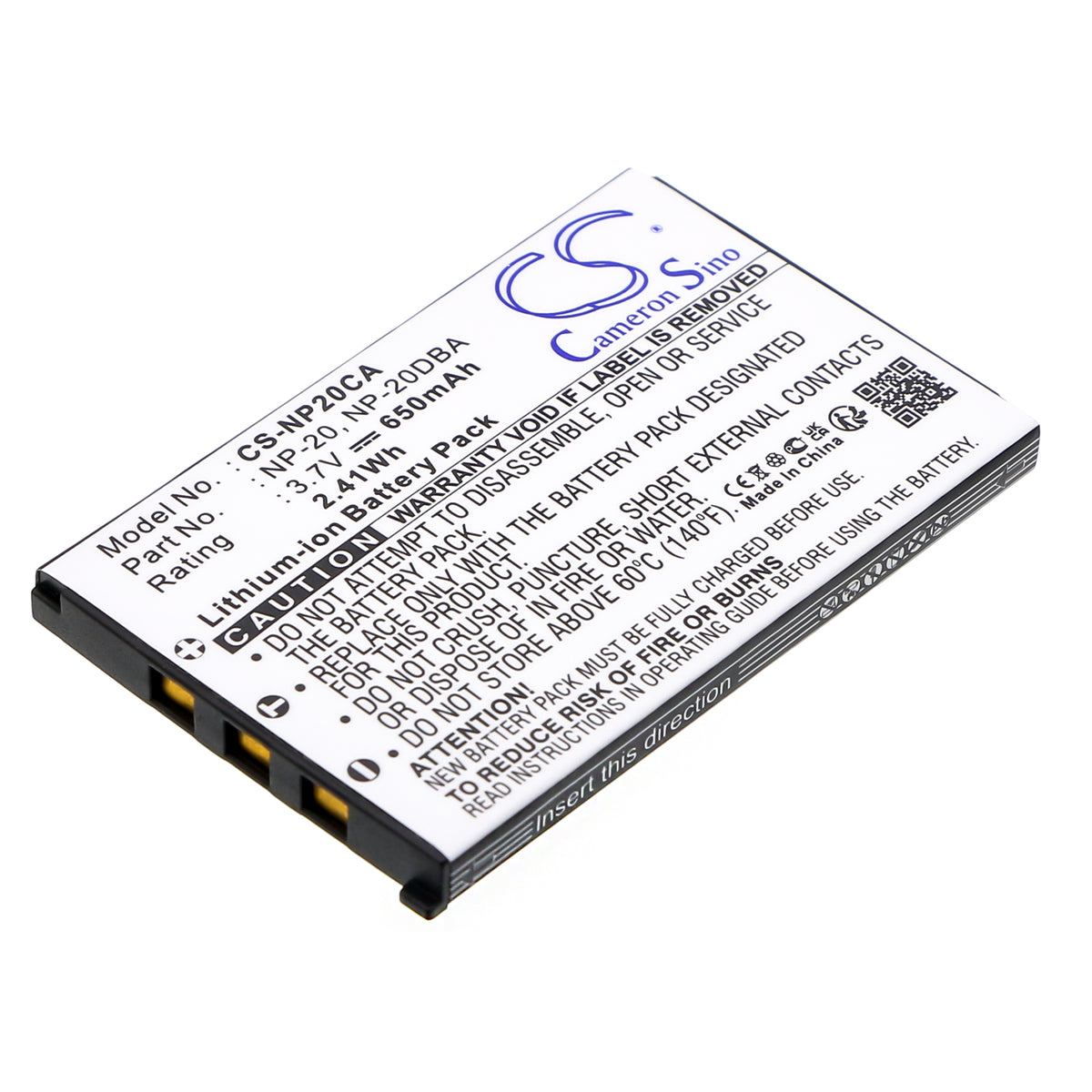 Replacement Battery for Casio Exilim EX-S770SR – Camera – 650mAh / 3.7V