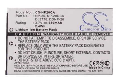 Replacement Battery for Casio  Exilim Card EX-S880 – Camera – 650mAh / 2.41Wh / 3.7V