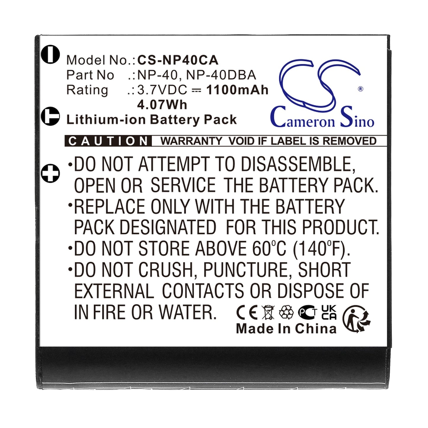Replacement Battery for Digilife  DDH-H3 – Camera – 1100mAh / 4.07Wh / 3.7V