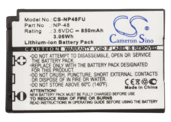 Replacement Battery for Fujifilm  XQ1 – Camera – 850mAh / 3.06Wh / 3.6V