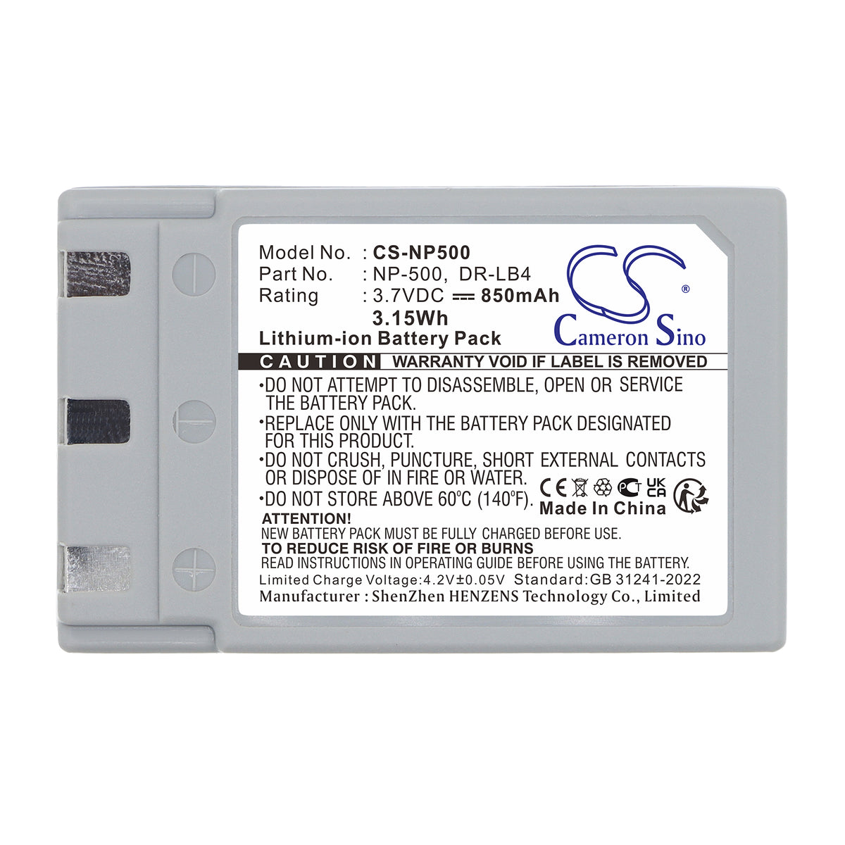 Replacement Battery for Minolta | KONICA DiMAGE G400 – Camera – 850mAh / 3.7V