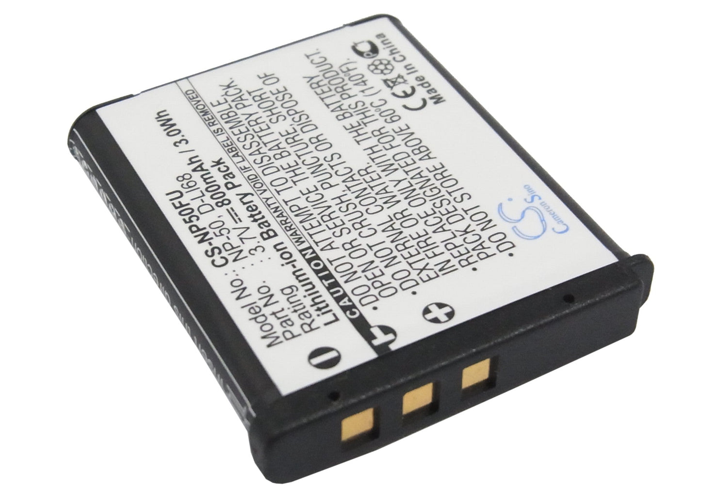 Replacement Battery for PENTAX  OptioA36 – Amplifier – 800mAh / 2.96Wh / 3.7V