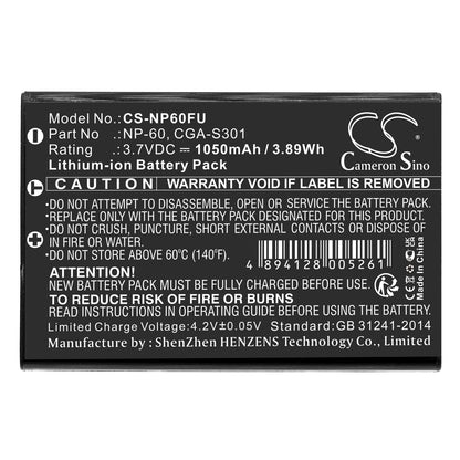 Replacement Battery for Nytex  ND-6360 – Camera – 1050mAh / 3.89Wh / 3.7V