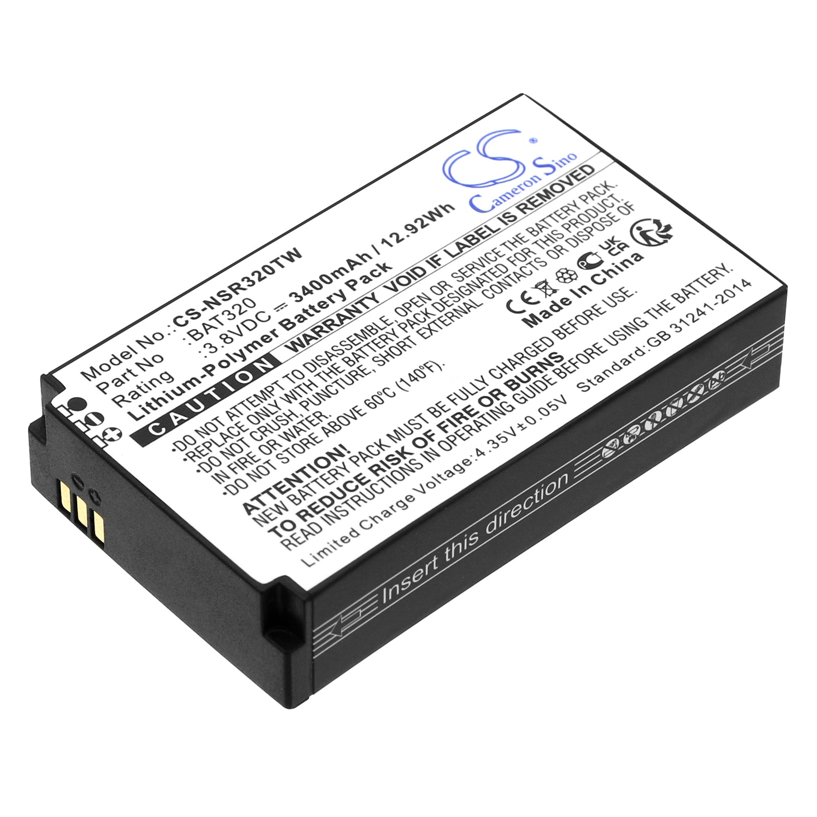 Replacement Battery for Inrico T-298S – Two-Way Radio – 3400mAh / 3.8V - image 1