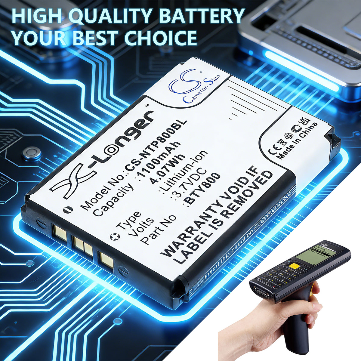 Replacement Battery for CipherLab | Newland 8200 – Barcode Scanner – 1100mAh / 3.7V