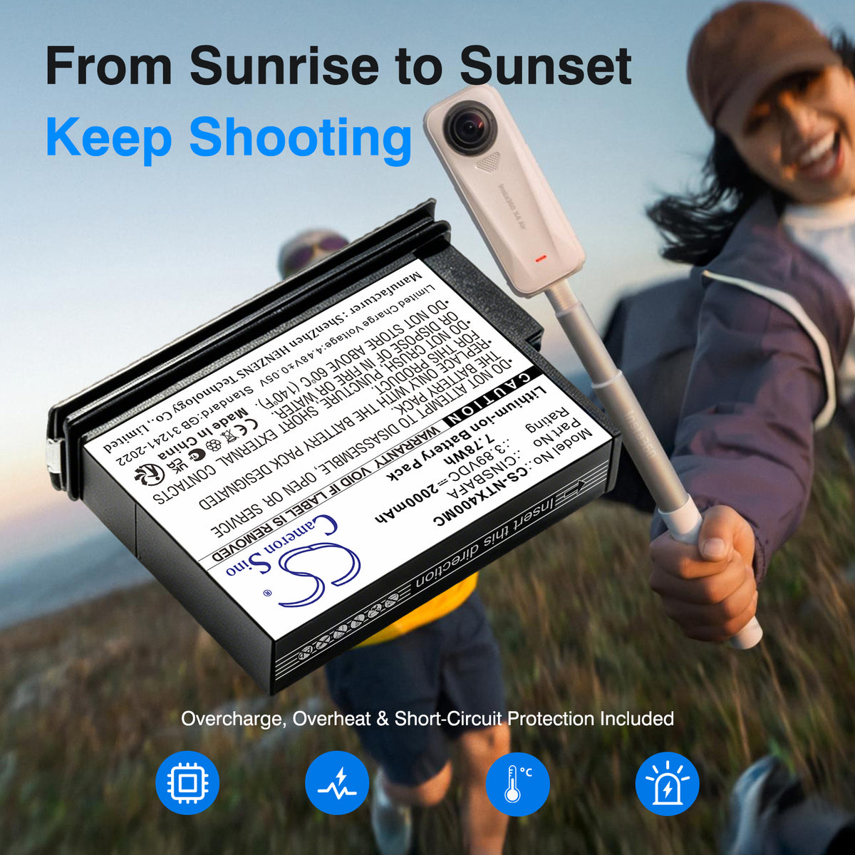 Replacement Battery for Insta360 X4 Air – Camera – 2000mAh / 3.89V
