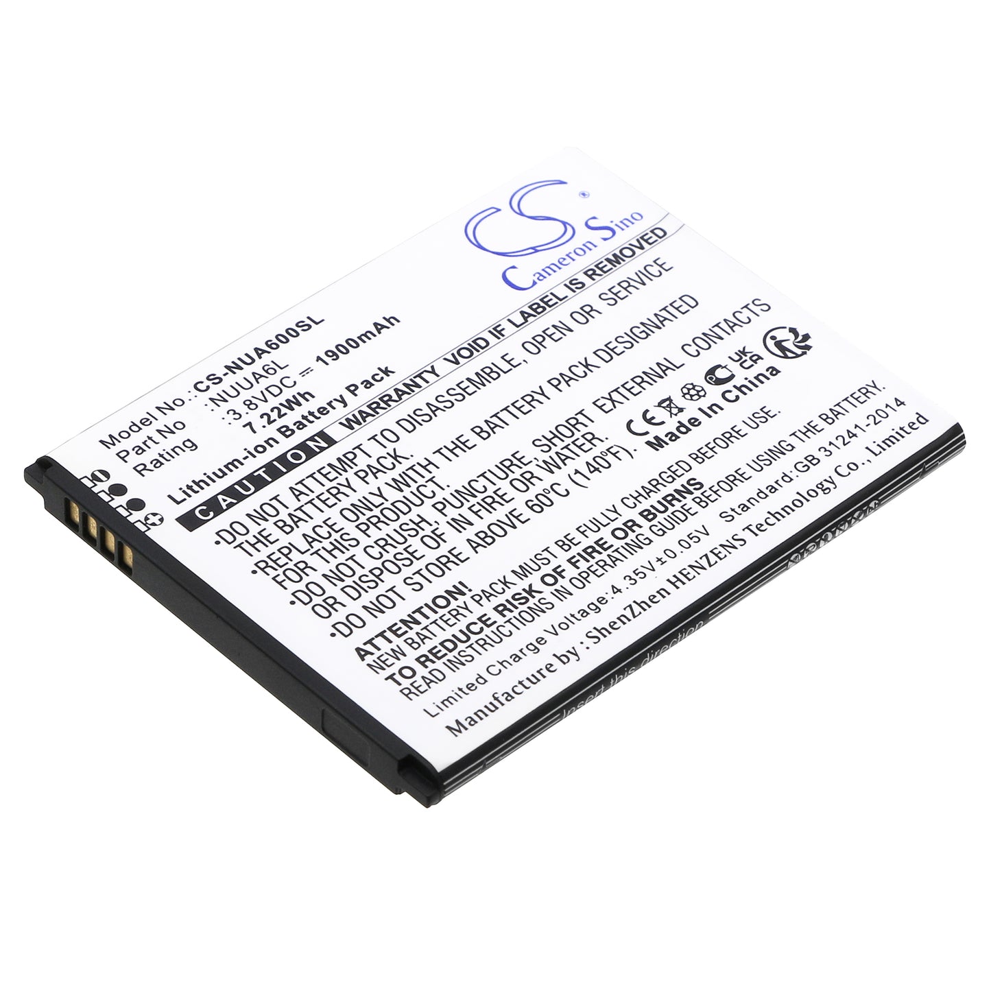 Replacement Battery for NUU A6L – Mobile, SmartPhone – 1900mAh / 3.8V - image 1